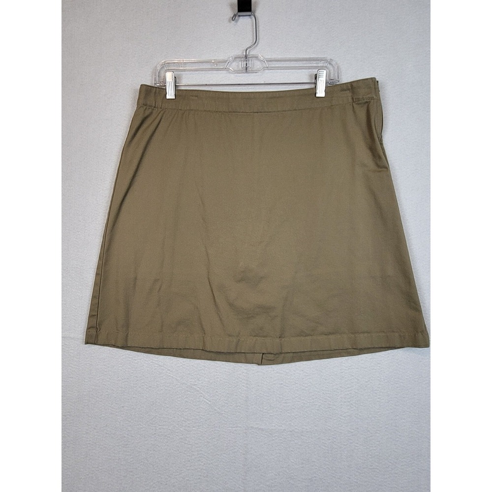 Lands End Womens Skort Skirt Elastic Waist Mid Rise Zip‎ Solid Tan Size 14